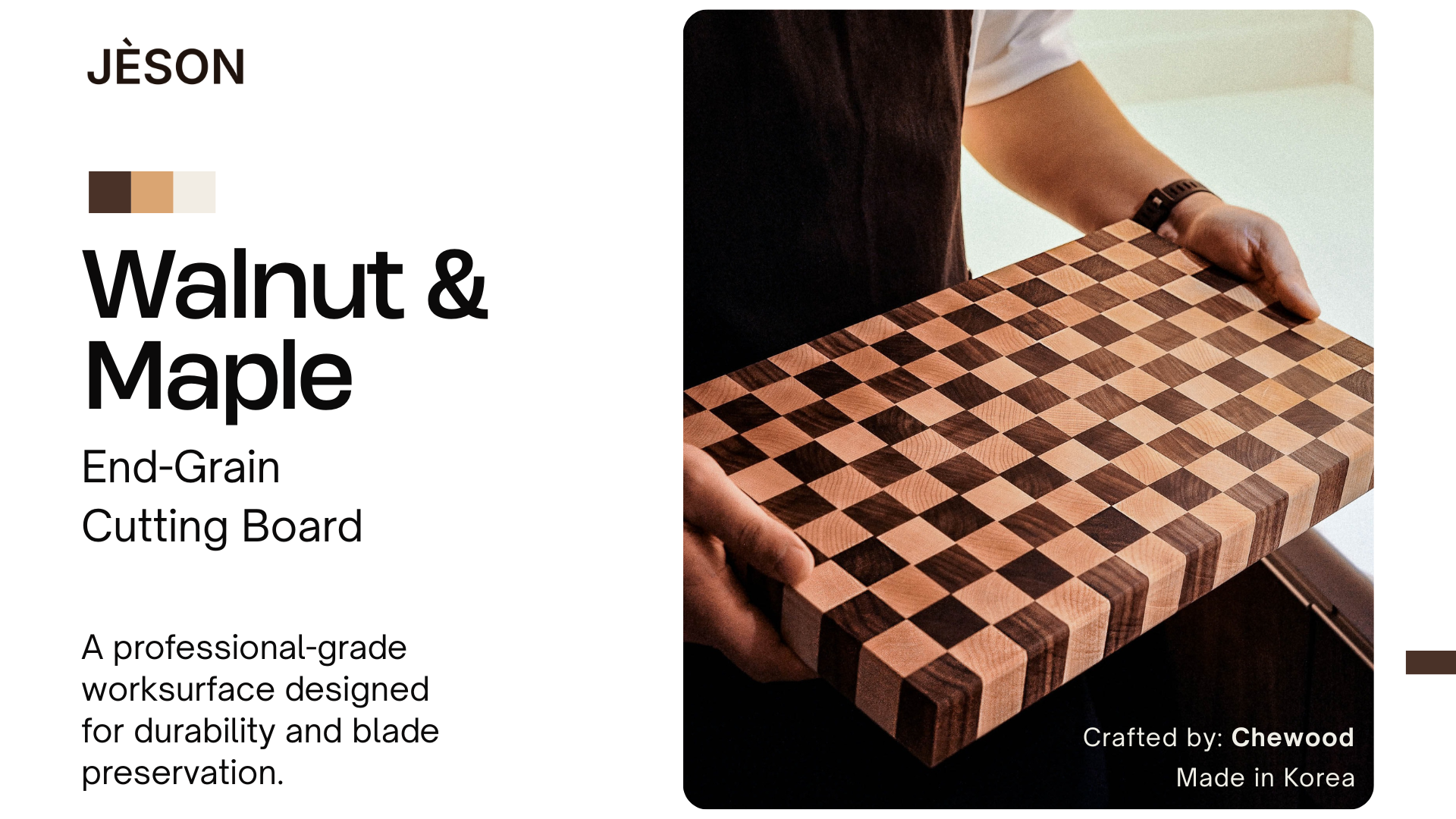 End-Grain Cutting Board, A professional-grade worksurface designed for durability and blade preservation.